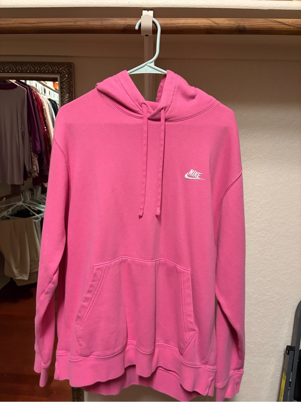 Nike Pink Crewneck Hoodie with Small Logo